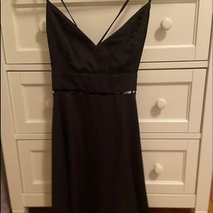 Wild Honey Black Silky Mini Cross-Back Tie Dress